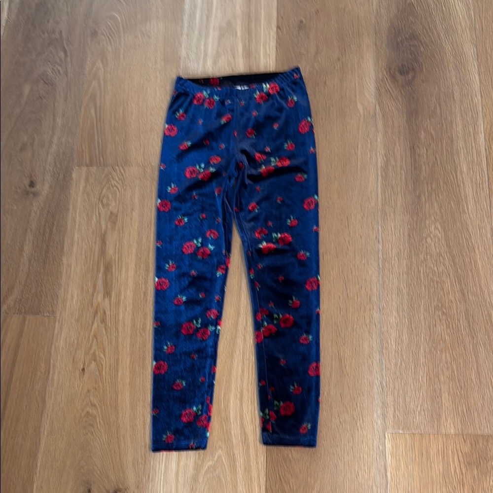 Janie and Jack Floral Kids Leggings - Blue and Red